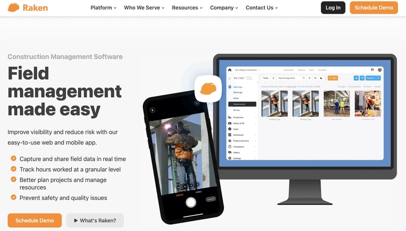 raken app homepage