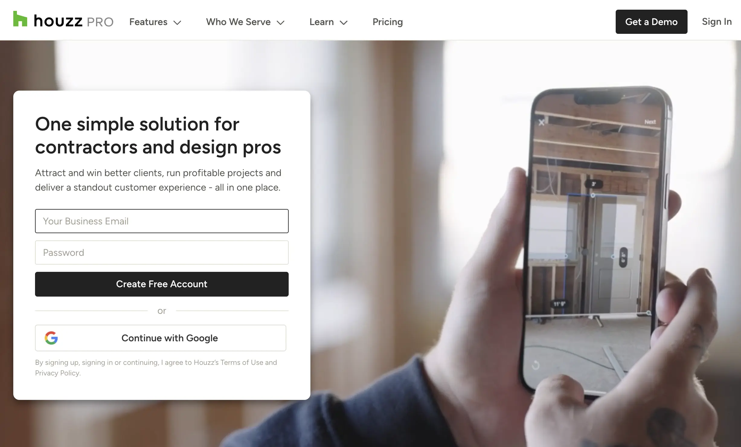 houzz pro homepage
