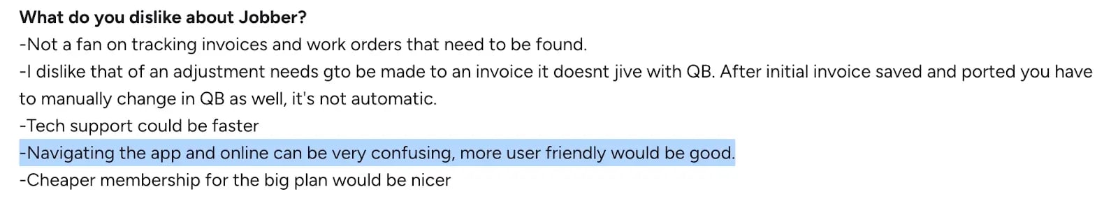 Jobber G2 review complaints about complexity for field teams