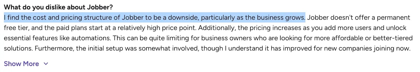 Jobber G2 review complaints about cost escalation-1