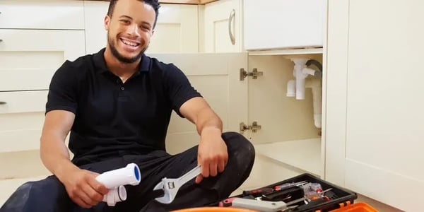 Plumber looking at the camera