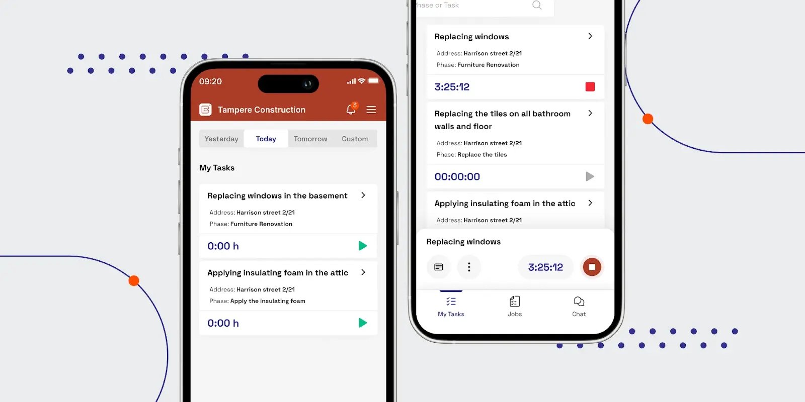 Buildbite construction time tracking feature