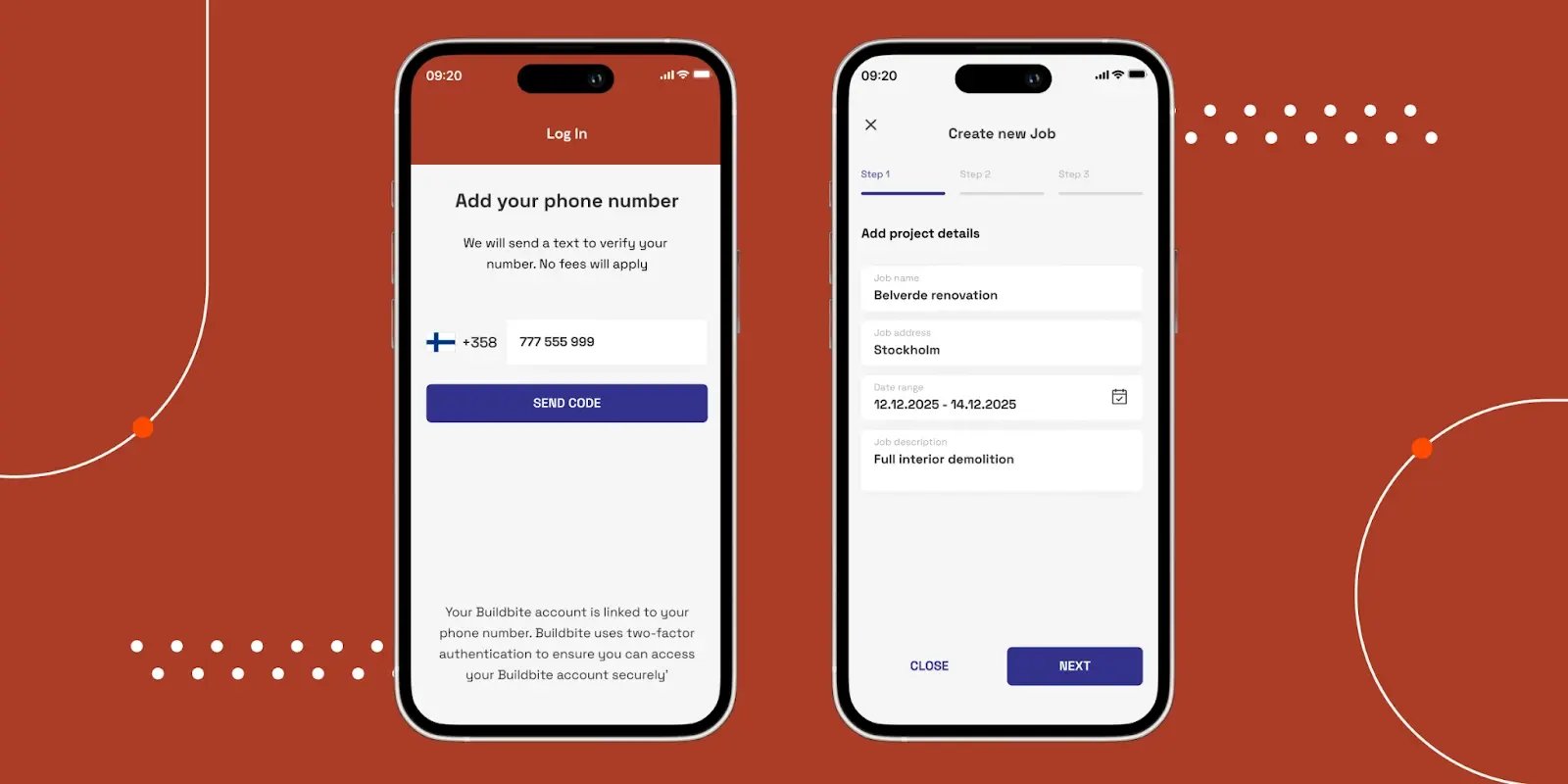 add your phone number on buildbite app