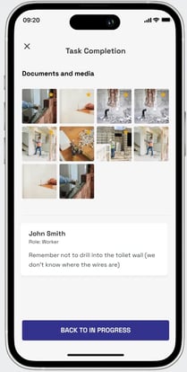 task completion on buildbite app