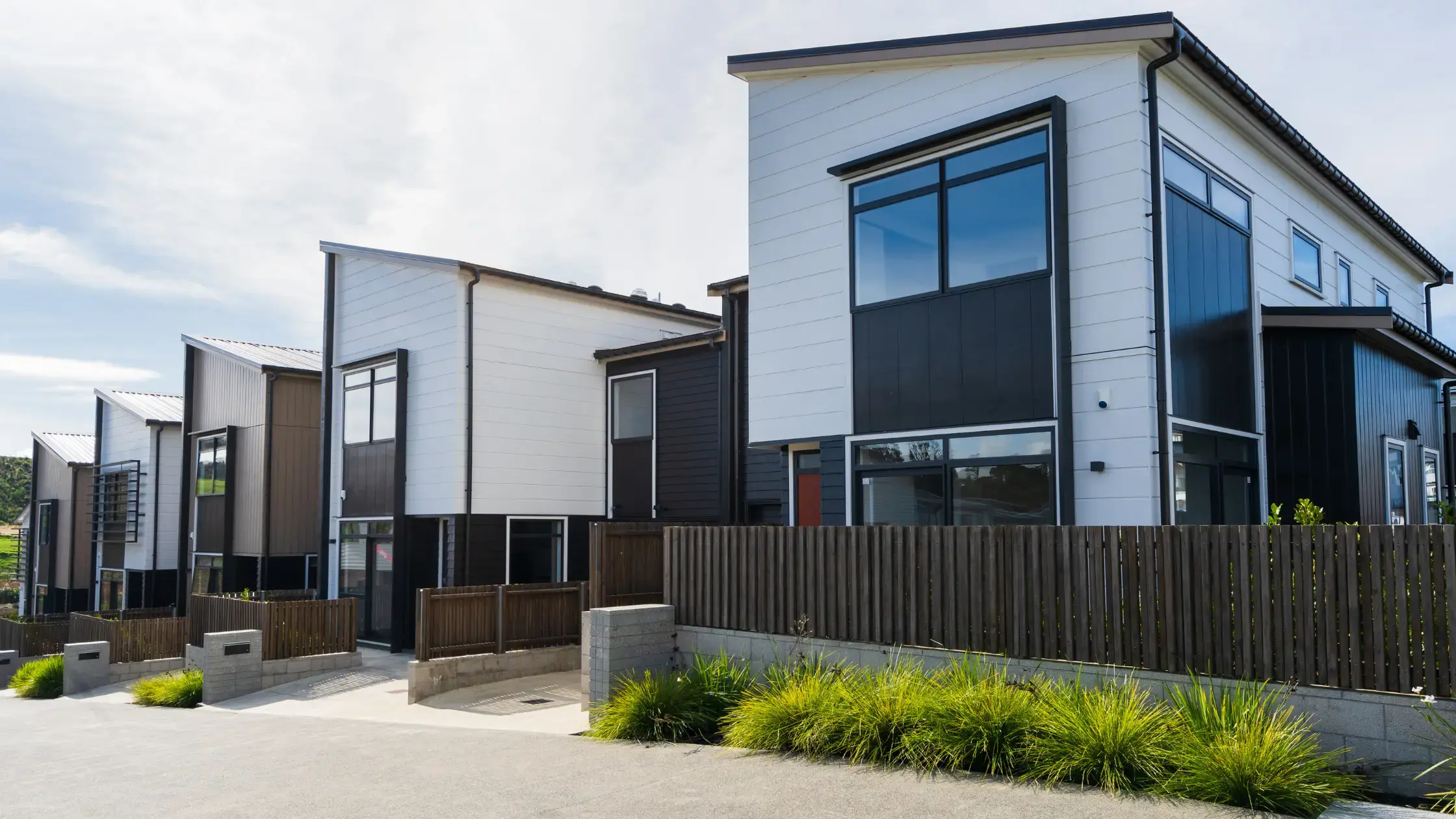 Real estate houses next to each other